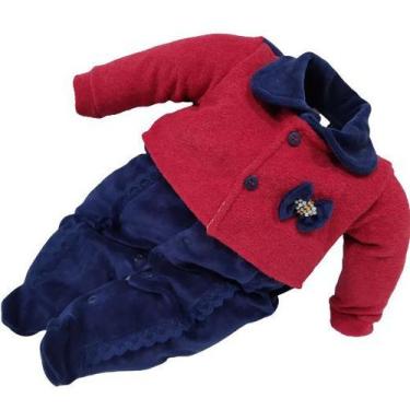 Imagem de Macacão Longo Plush Bebê Menina Luxo Inverno Enxoval 2545 - CHUQUINHA 