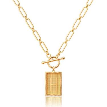 Imagem de Colar Robaice com letra inicial banhada a ouro 14K para mulheres