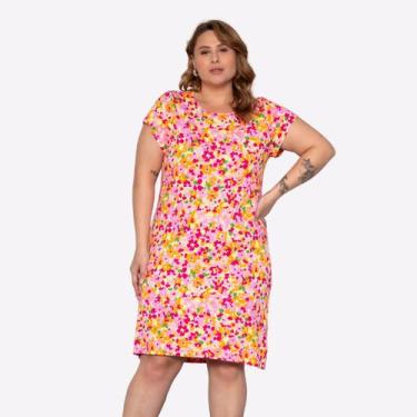 Imagem de Vestido Curto Malha Fresco Verão Leve Estampado Plus Size - Marca Cata
