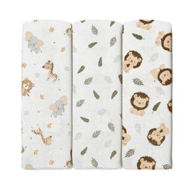 Imagem de Cueiro flanelado bublim estampado 80cmx80cm pct c/03un 340140, Neutro