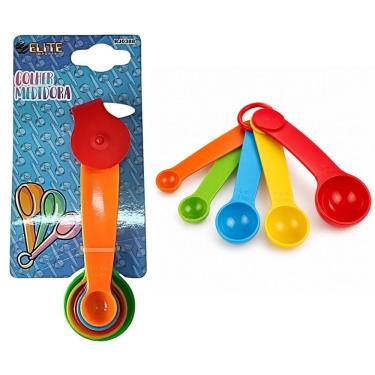 Imagem de Kit Colher Medidora 5 Peças de Plástico para Culinária e Confeitaria Multicolorida Elite Imports