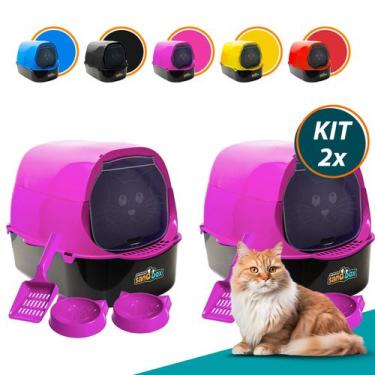 Imagem de Kit 2 Caixa Areia Banheiro Furba Sandbox Fechada Grande Gato - Jelplas