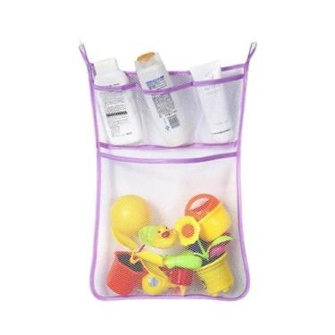 Imagem de Bolsa De Armazenamento Para Brinquedos De Banho Brancos Com Ventosas F