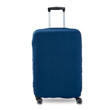 Imagem de Capa de Mala Viagem Pequena Reforçada em Poliéster com Zíper Azul Modelo Viabag 43X32X23 cm 55X40X28 cm