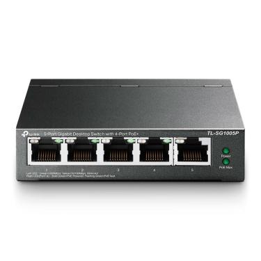 Imagem de Switch TL-SG1005P Gigabit 10-100-1000 5 Portas 4 POE+ 65W Gerenciamento Inteligente Gabinete Metálico sem Ventoinha