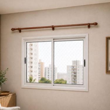 Imagem de Varão para Cortina 2 metros Kit 19mm Bastão Suporte Simples - ENTROU C