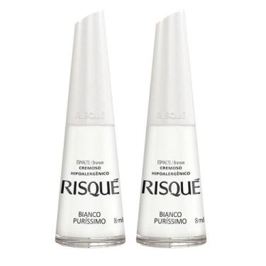 Imagem de Kit 2 Esmalte Risqué Branco Cremoso Branco Puríssimo 8ml
