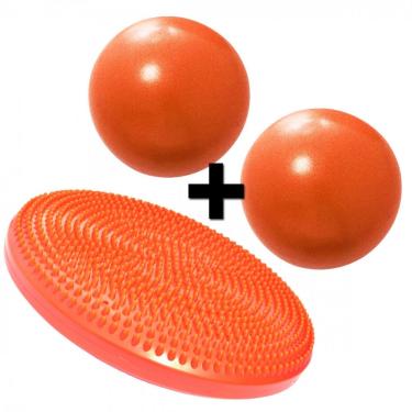 Imagem de Disco Inflavel Equilibrio + 2 Overball para Pilates 25cm Laranja