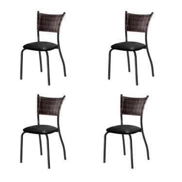 Imagem de Conjunto com 4 Cadeiras Espanha VII Preto 89 cm