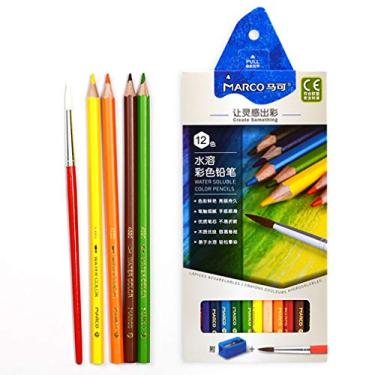 Imagem de YYMIYU 12 lápis de cor solúveis em água com pintura profissional, para estudantes e crianças