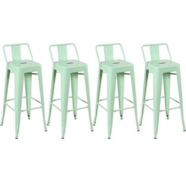 Imagem de Loft7 Home Decor, Kit 4 Banquetas Altas Iron Tolix com Encosto 76 cm - Verde Claro