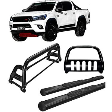 Imagem de Kit quebra mato+Estribo Oval +Santo Ant H2 Hilux 16/20 Preto