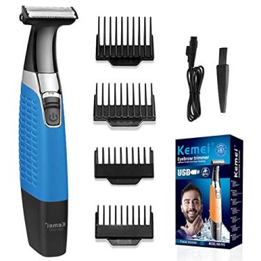 Imagem de Electric Shavers, Beard Trimmer Men, Waterproof Beard Grooming,Wireless USB Rechargeable Body Groomer and Hair Remover for Eyebrow, Beard Facial& Body Hair for Men and Women,Blue