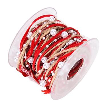 Imagem de Materiais para embrulhar presentes, fita vermelha decorativa atraente, pequena, compacta, 5 m de comprimento para artesanato para festas e decoração