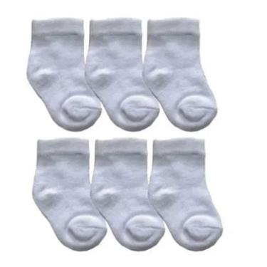 Imagem de Kit Com 6 Pares De Meias Bebê Recém Nascido Branca - Delos You