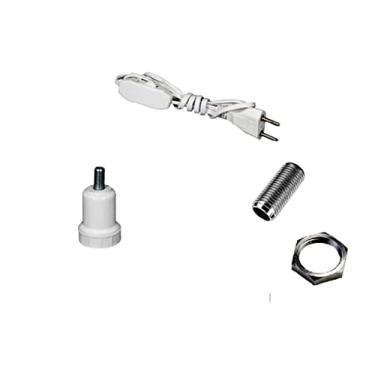 Imagem de KIT RABICHO BRANCO 1,5M + SOQUETE COLUNA E27 + NIPLE 2,5CM E PORCA M10