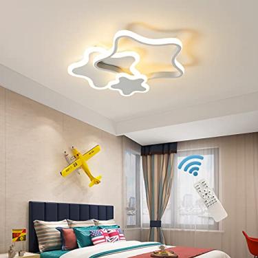 Imagem de Tioolo Luzes de teto de LED reguláveis, lâmpada de teto moderna em formato de estrela de acrílico, quarto de crianças, sala de estar, lustre de montagem embutida, luminárias de teto com controle remoto, 32W/branco