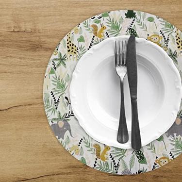 Imagem de 4 Jogo Americano Infantil Redondo PVC Mesa Posta Floresta