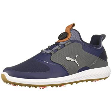 Imagem de PUMA Tênis de golfe masculino GOLF Ignite Pwradapt Caged Disc, Peacoat-puma cor prateada silenciosa, 45