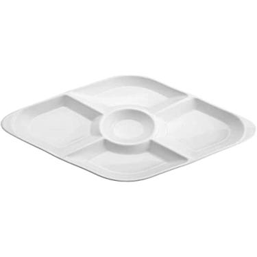 Imagem de Petisqueira C/5 Divisórias De Porcelana New Bone Symphony 37x24x4cm Lyor Branco No Voltagev