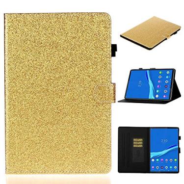 Imagem de YUNCHAO Caixa de telefone Para Lenovo Tab M10 Plus TB-X606F Glitter Glitter Powder Power Power Flip Leather Case com suporte e caça-níqueis e função de sono/despertar capa para celular