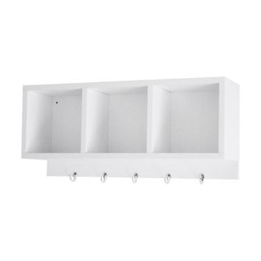 Imagem de Nicho Triplo De Parede Organizador 5 Ganchos 60X26X15Cm Mdf