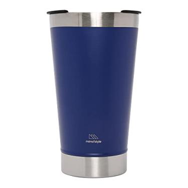 Imagem de Mimo Style Copo Com Tampa Térmico Para Cerveja Azul 500Ml, Inteiramente de Aço Inoxidável, Possui Parede Dupla Que Mantém Bebida Gelada por 8 horas e Quente Por Até 6 Horas. Resistente e Durável