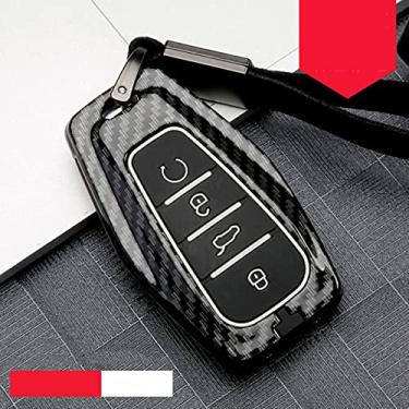 Imagem de CSHU Zinc Alloy Silicon Car Remote Car Key Case Cover Chaveiro Ring Key Bag, apto para Geely Coolray Atlas Boyue NL3 Emgrand X7 EX7 SUV GT GC9 Borui 2019, C, negro de fumo