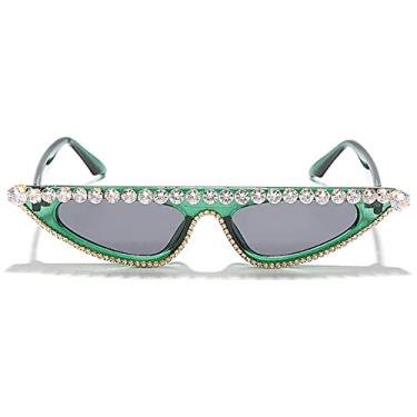 Imagem de Óculos de sol olho de gato feminino designer de moda vintage strass óculos de sol rosa sexy óculos cateye gafas de ojo de gato, 3, tamanho único