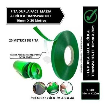 Imagem de Fita Duas Face Vhb Dupla Face 10mm X 20 Metros Fixa Forte Tipo 3M Tran