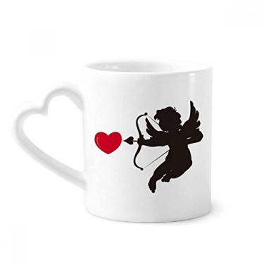 Imagem de Caneca com estampa de coração e anjo cupido em cerâmica copo de coração de vidro