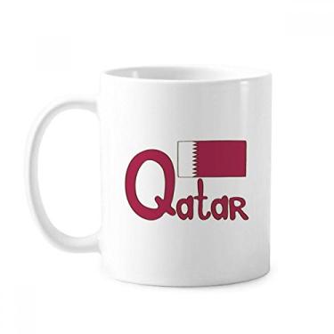 Imagem de Caneca de cerâmica com estampa roxa da bandeira nacional do Qatar cerâmica xícara de porcelana de café louça