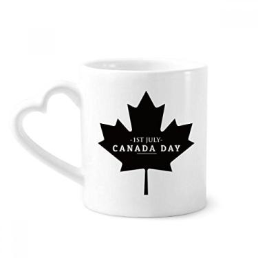 Imagem de Happy Canada Day 4 de julho Caneca de folha de bordo preta café cerâmica copo de coração de vidro