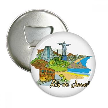 Imagem de Emblema multifuncional pintado à mão do Rio de Janeiro com ímã de geladeira