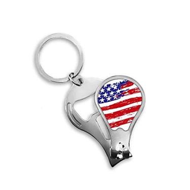 Imagem de Cortador de unhas com bandeira de país americana específica com estrelas e listras abridor de chave