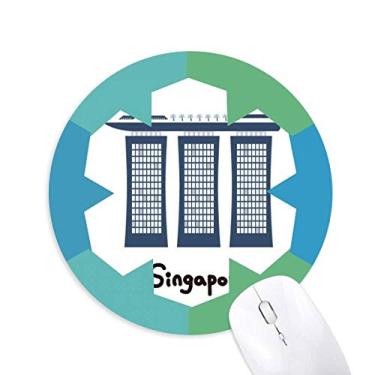 Imagem de DIYthinker Tapete de mouse Singapura Marina Bay Sands redondo borracha azul floco de neve