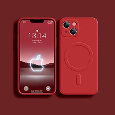 Imagem de Capa de ímã de silicone líquido para iPhone 11 12 13 Pro Max X Xs Xr 8 Plus 13Mini 12Mini carregador sem fio capa magnética de telefone, vermelho, para iPhone 12