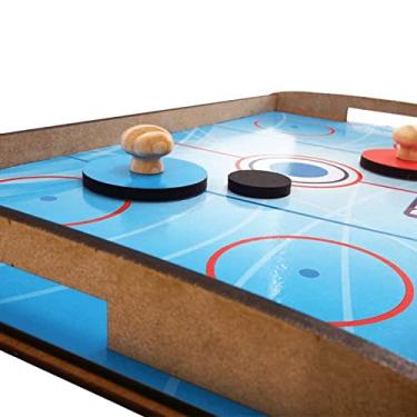 Mini Mesa Jogo de AIR HOCKEY à Pilhas Portátil com Marcador Discos