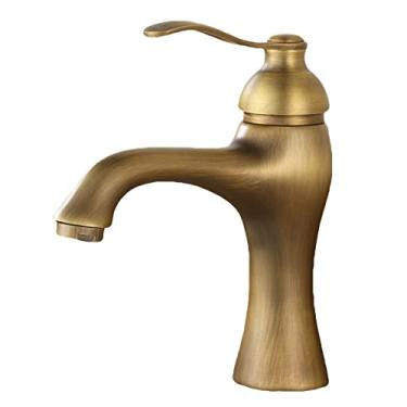 Imagem de LIDON Torneira para pia de banheiro torneira de banheiro antiga torneira de pia banheiro vintage furo único torneira de banheiro alta para exterior, antigo D (cor: antigo B)