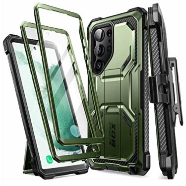 Imagem de Capa i-Blason Armorbox Series Projectada para Galaxy S23 Ultra com suporte e clipe de cinto, [2 molduras frontais] Case robusto de corpo inteiro com protetor de tela embutido [Suporte para ID de impressão digital](Verde)