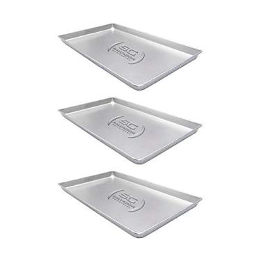 Imagem de Kit - 3 Formas Assadeiras Lisa Estampada 0,6mm Pão Doce Alumínio 58 x 70 x 3,5 Padaria Confeitaria