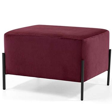 Imagem de Puff Quadrado Decorativo Status 60x45 D02 Pés de Aço Veludo Marsala C-278 - Lyam Decor