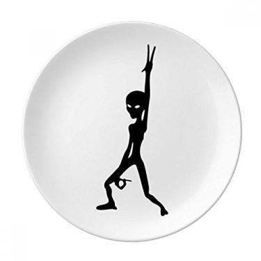 Imagem de Prato de sobremesa alienígena Universo e espaço, porcelana decorativa, 20 cm, jantar em casa