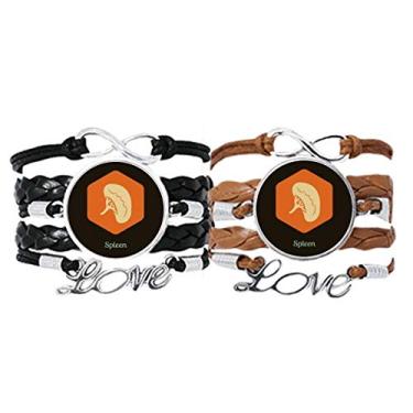 Imagem de DIYthinker Pulseira de baço para órgãos internos corporais, pulseira de couro com corda de mão, conjunto duplo para presente
