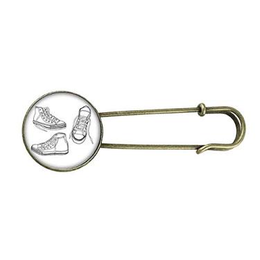 Imagem de Pintado à mão, sapatos de lona, retrô, broche de metal