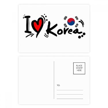 Imagem de I Love Korea Palavra Bandeira Love Heart Ilustration Cartão Postal Cartão Cartão Cartão Cartão de Felicitação
