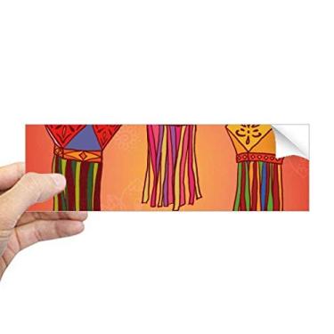 Imagem de DIYthinker Lanterna chinesa colorida ilustração retangular para-choque adesivo notebook janela decalque