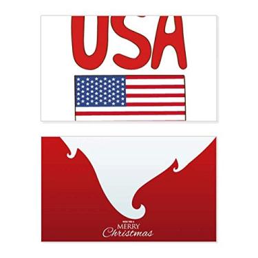 Imagem de Bandeira nacional americana padrão vermelho feriado cartão de felicitações Natal mensagem de Natal