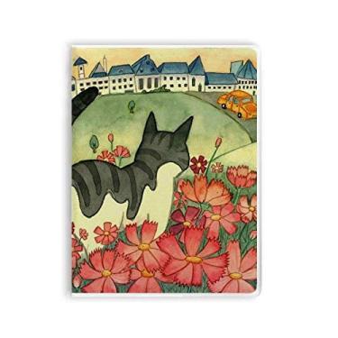 Imagem de Diário de capa macia com estampa de flores de gato em aquarela Miaoji