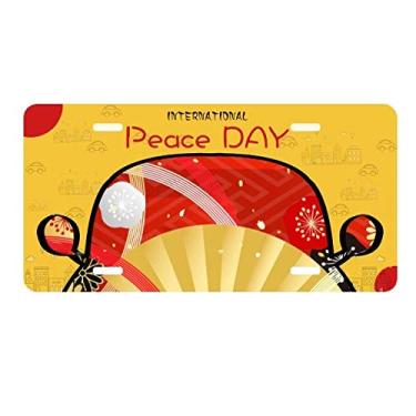 Imagem de DIYthinker Placa de licença com padrão geométrico Sakura para decoração de carro, dia da paz